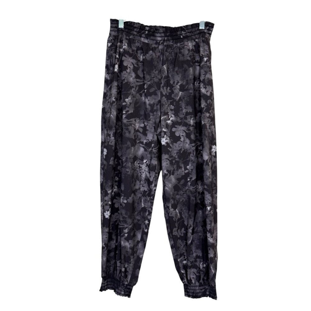 Athleta Womens Savannah Floral Jogger Pants Gray Lightweight 8 Petite - Picture 2 of 9